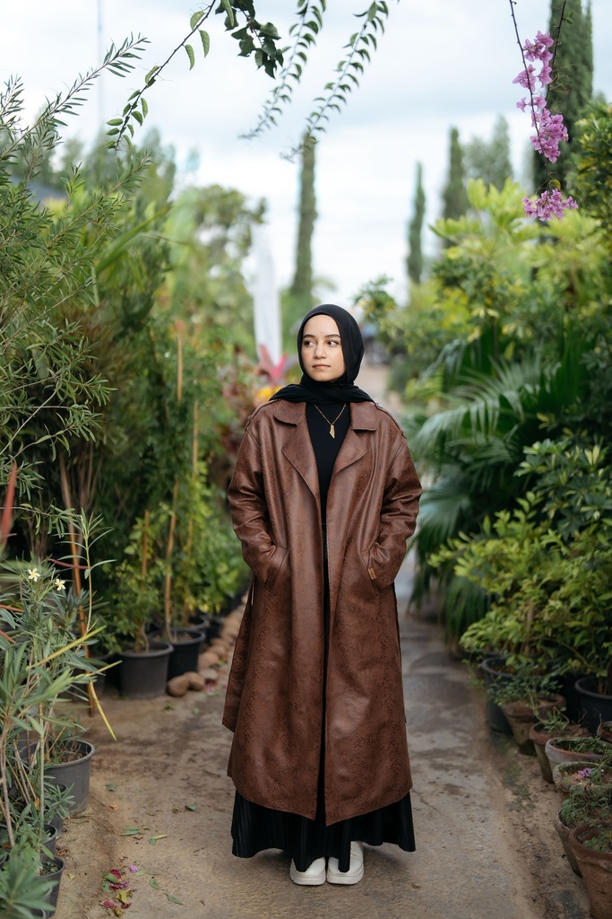 Snake Leather Trench Coat 