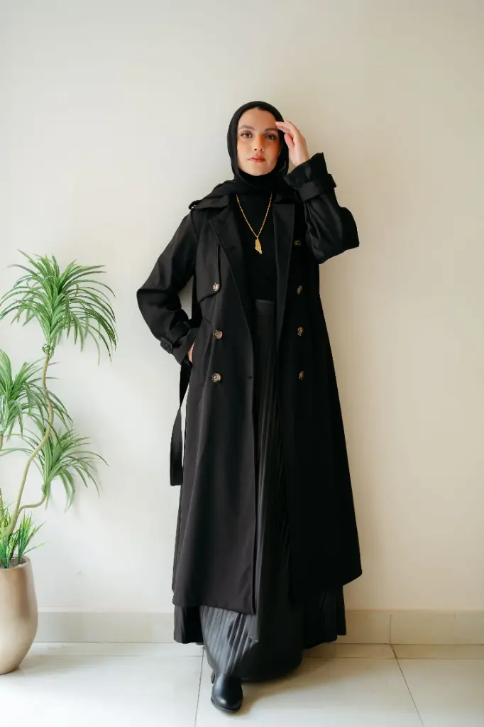 6 Buttons Long Trench Coat 