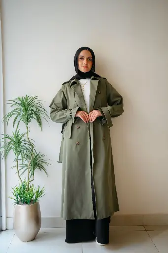 6 Buttons Long Trench Coat 